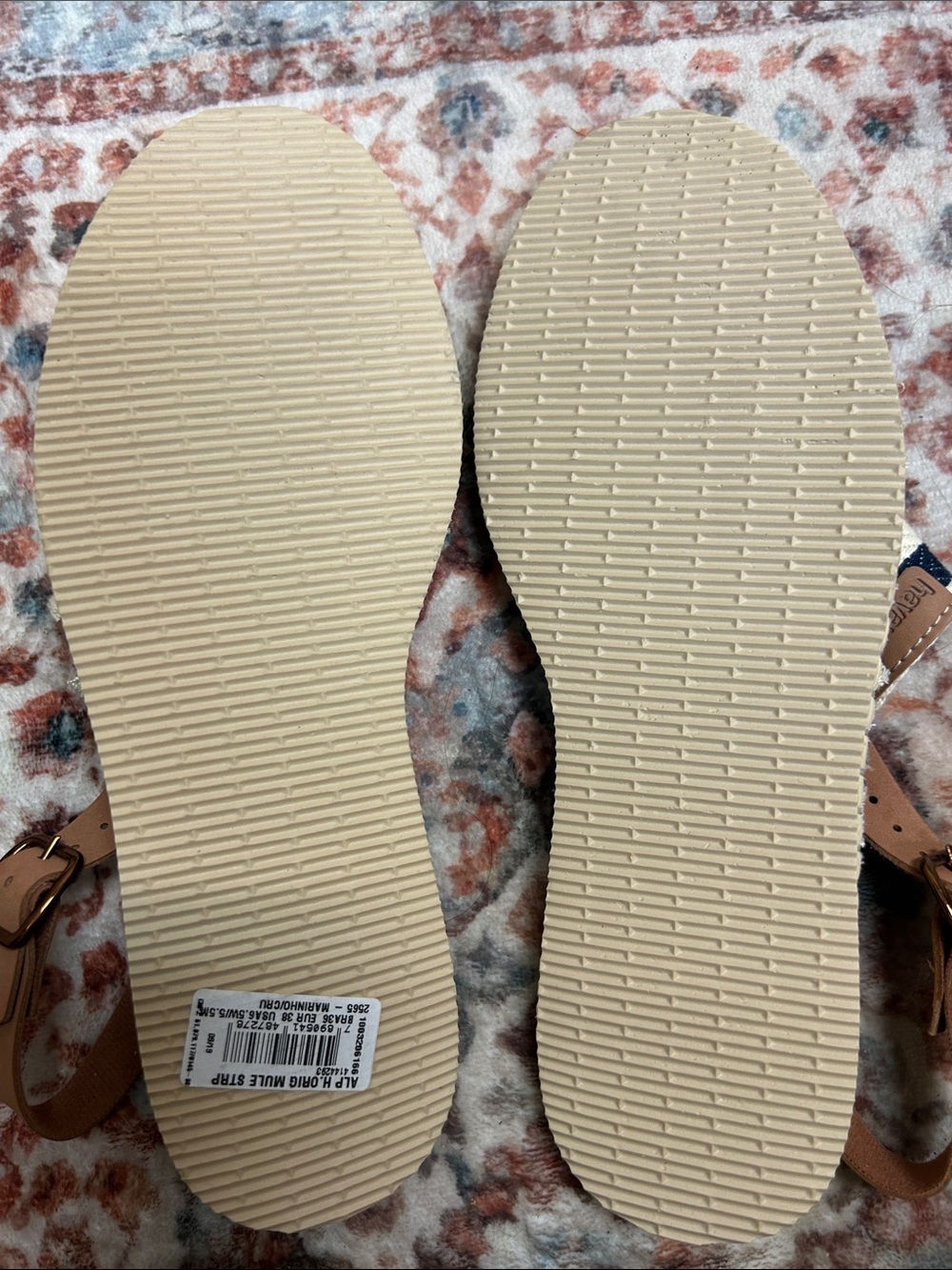 Havaianas Women’s Navy Striped Espadrille Slingback Sandals - Picture 6 of 8